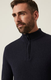 Cashmere Quarter Zip Sweater In Dark Navy