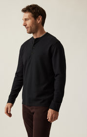 Long Sleeve Henley In Black