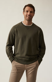 French Terry Crew Sweatshirt In Pimento Olive