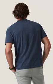 Slub Henley T-Shirt in Blue Night