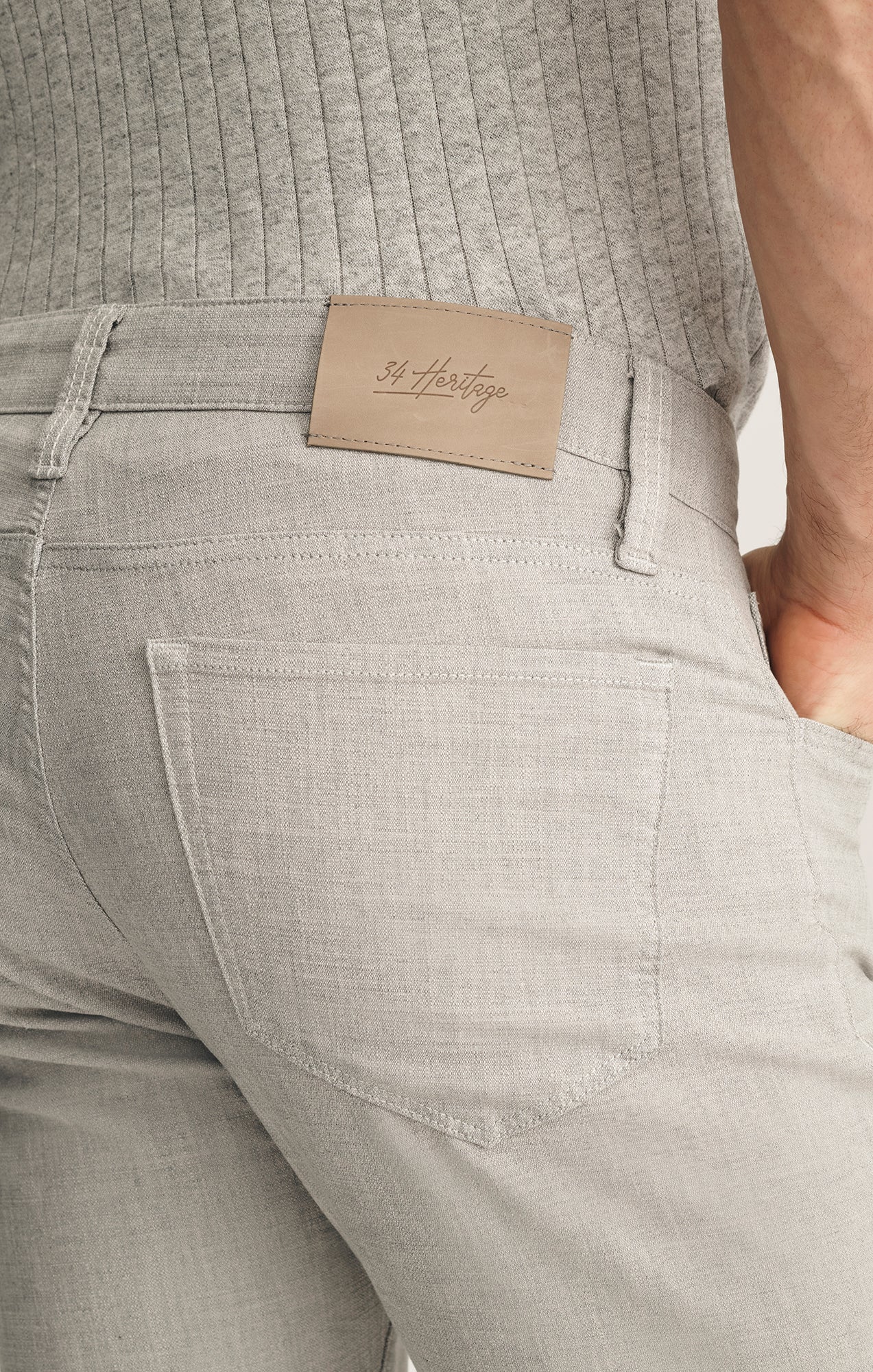 Courage Straight Leg Jeans In Light Grey Linen Luxe