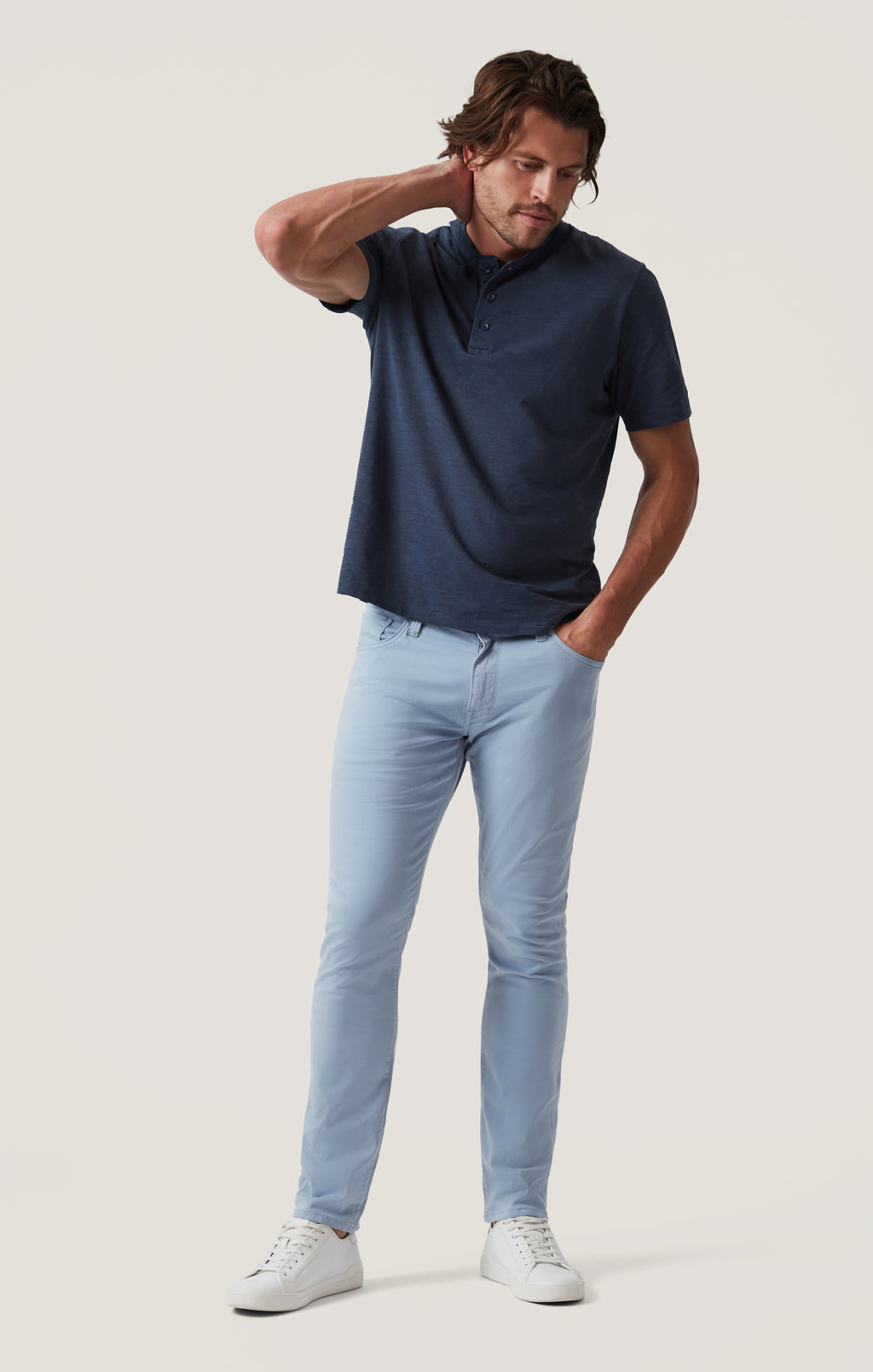 Cool Tapered Leg Pants in Sky Twill