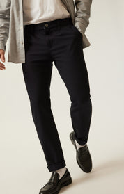 Lucca Pleated Leg Chino Pants In Navy Supreme