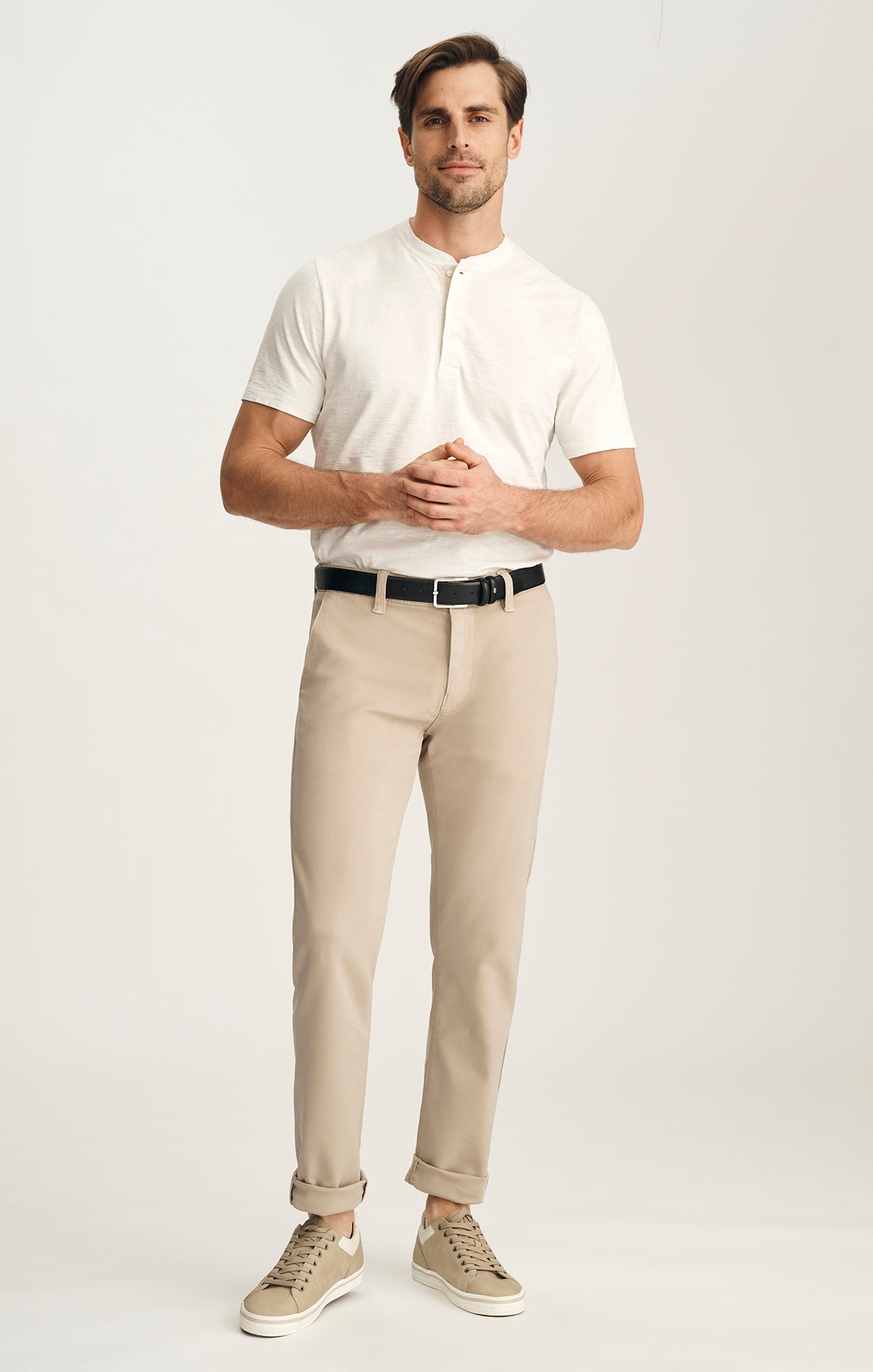 Verona Straight Leg Chino Pants In Mushroom High Flyer