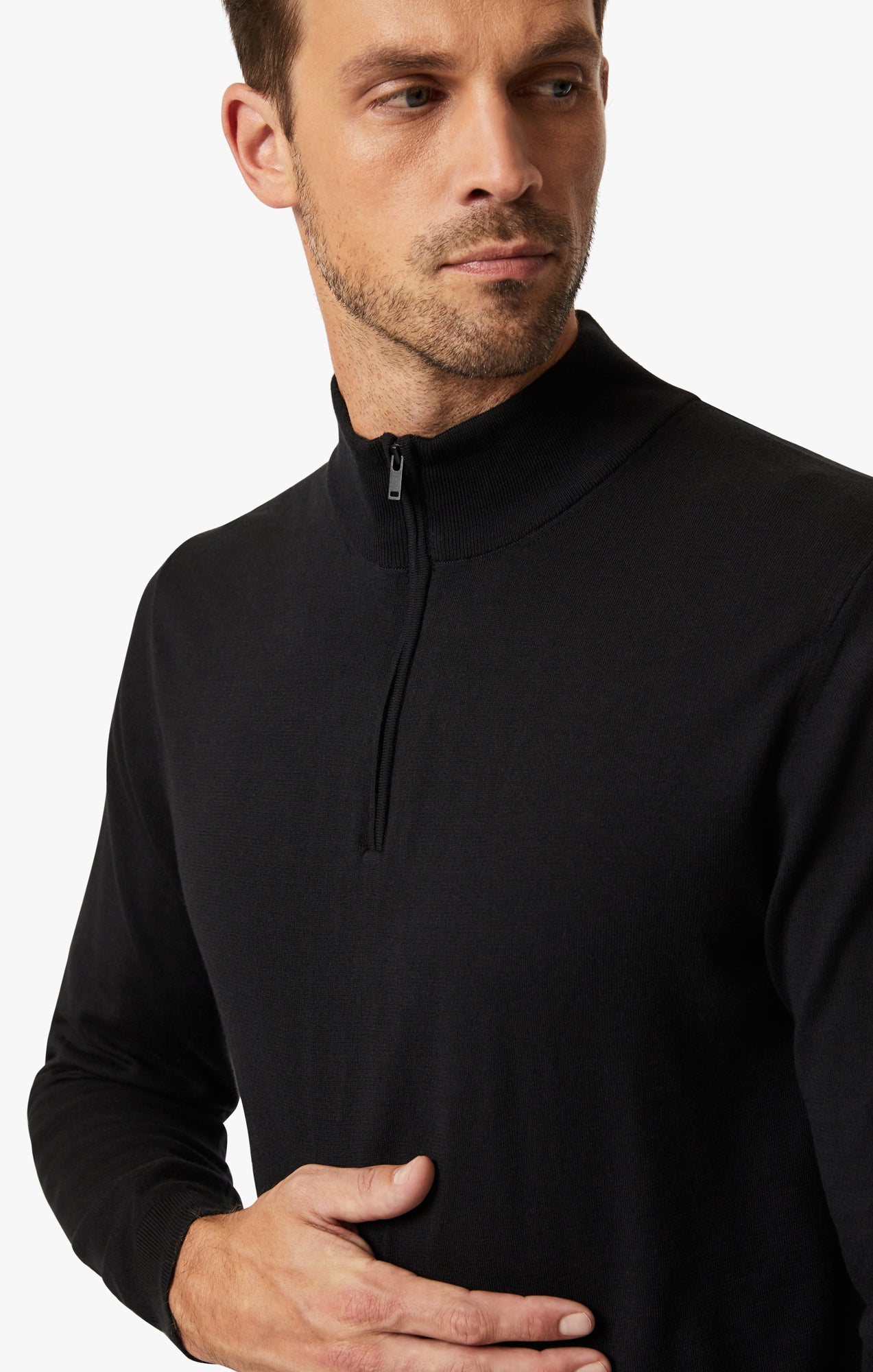 Quarter Zip Sweater In Black