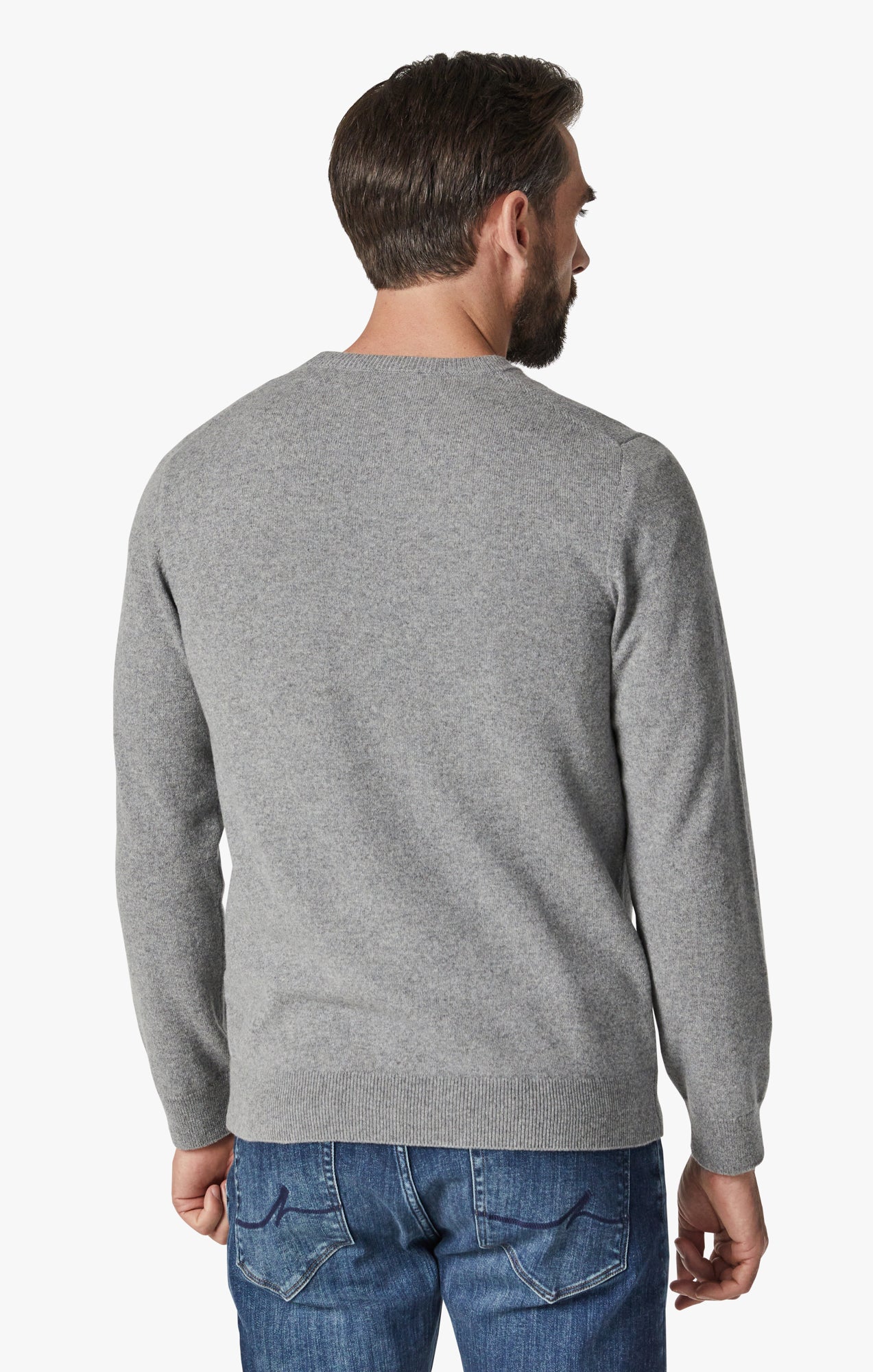 Cashmere Crew Neck Sweater In Grey Melange Image 3