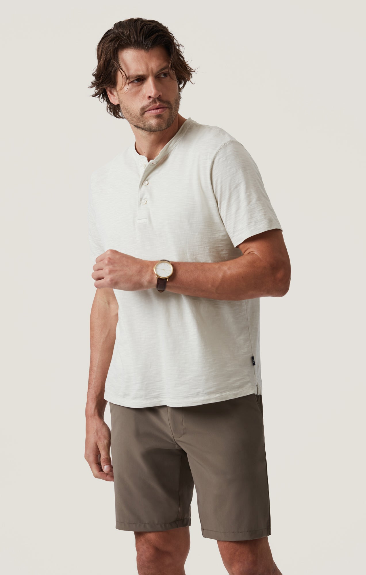 Slub Henley T-Shirt in Ivory