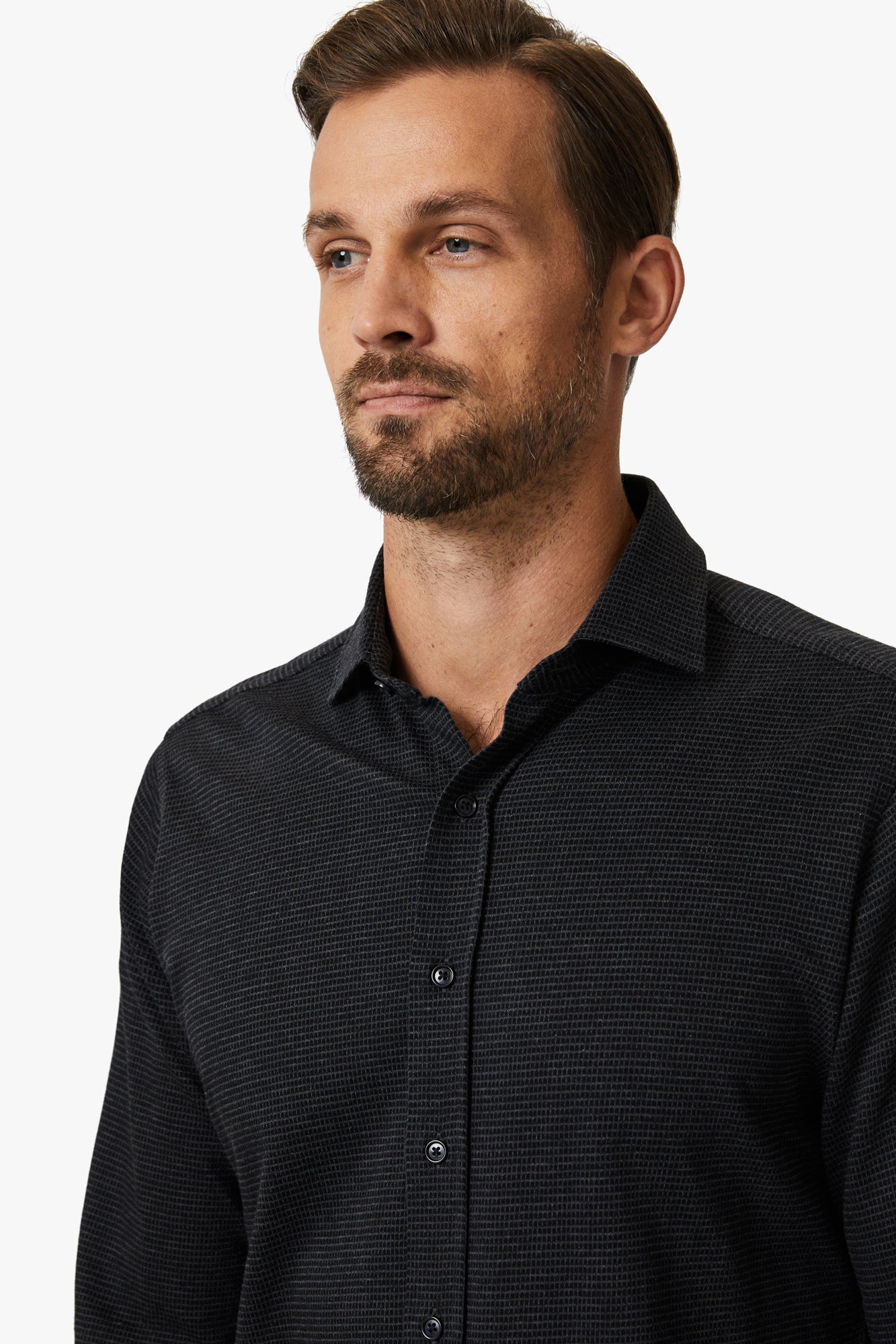 Structured Shirt In Dark Grey Image 5