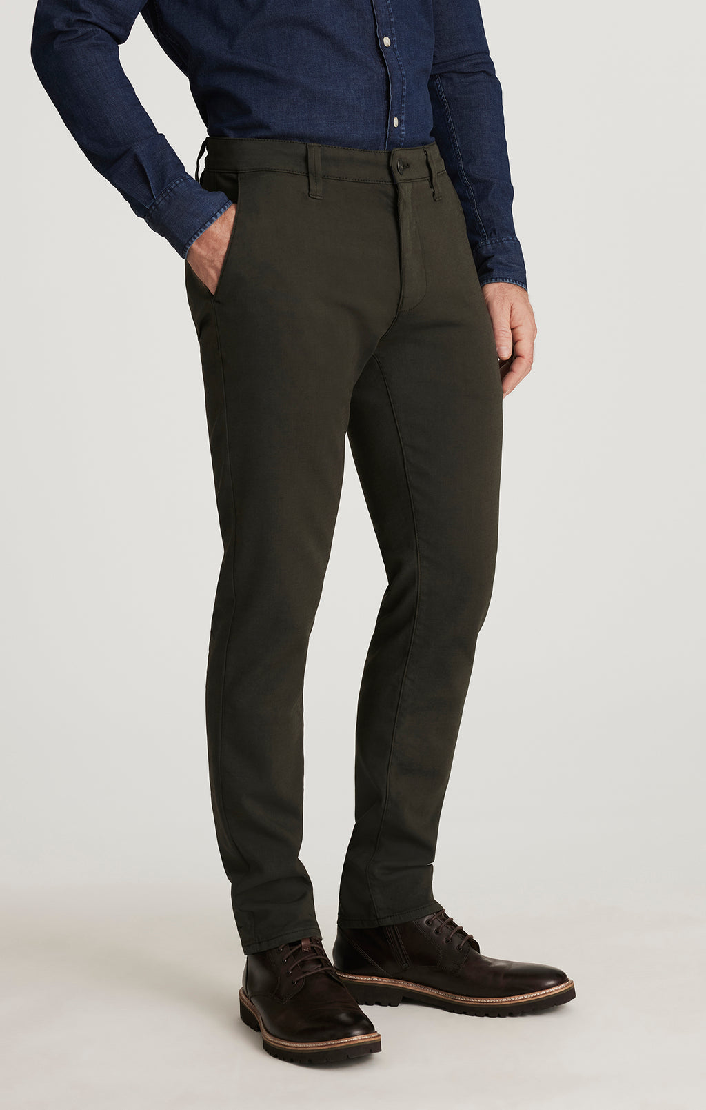 Verona Straight Leg Chino Pants In Dark Olive High Flyer