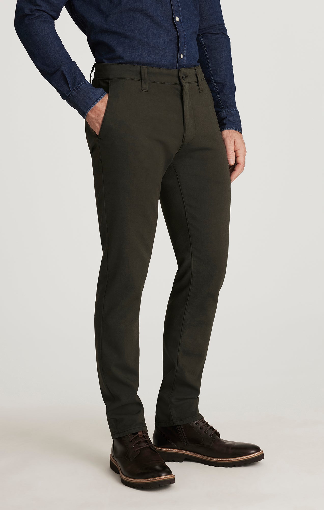 Verona Straight Leg Chino Pants In Dark Olive High Flyer