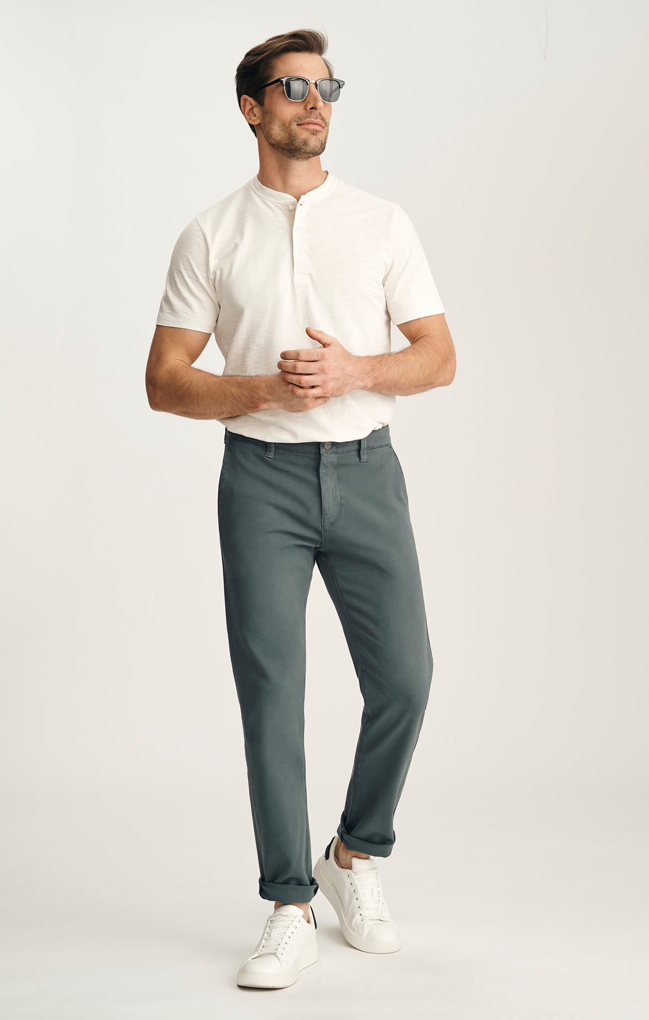 Verona Straight Leg Chino Pants In Slate High Flyer