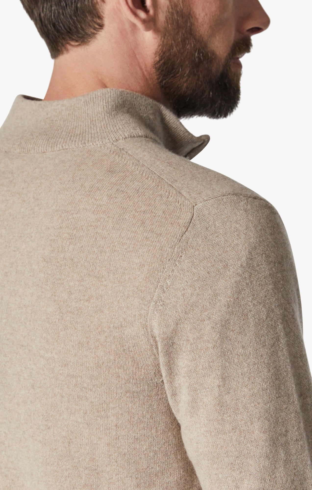 Cashmere Quarter Zip Sweater In Beige Image 6