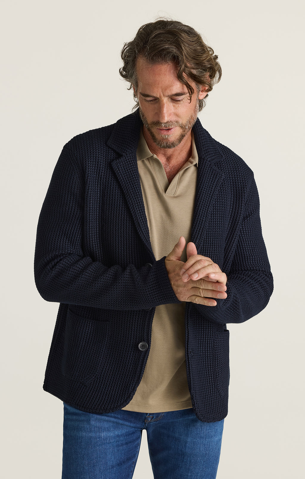 Birch Knit Blazer in Navy