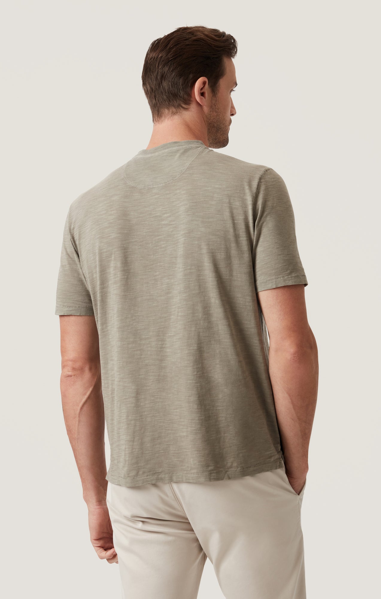 Slub Henley T-Shirt in Pastel Olive