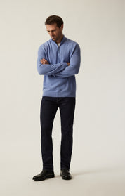 Cashmere Quarter Zip Sweater In Skipper Blue