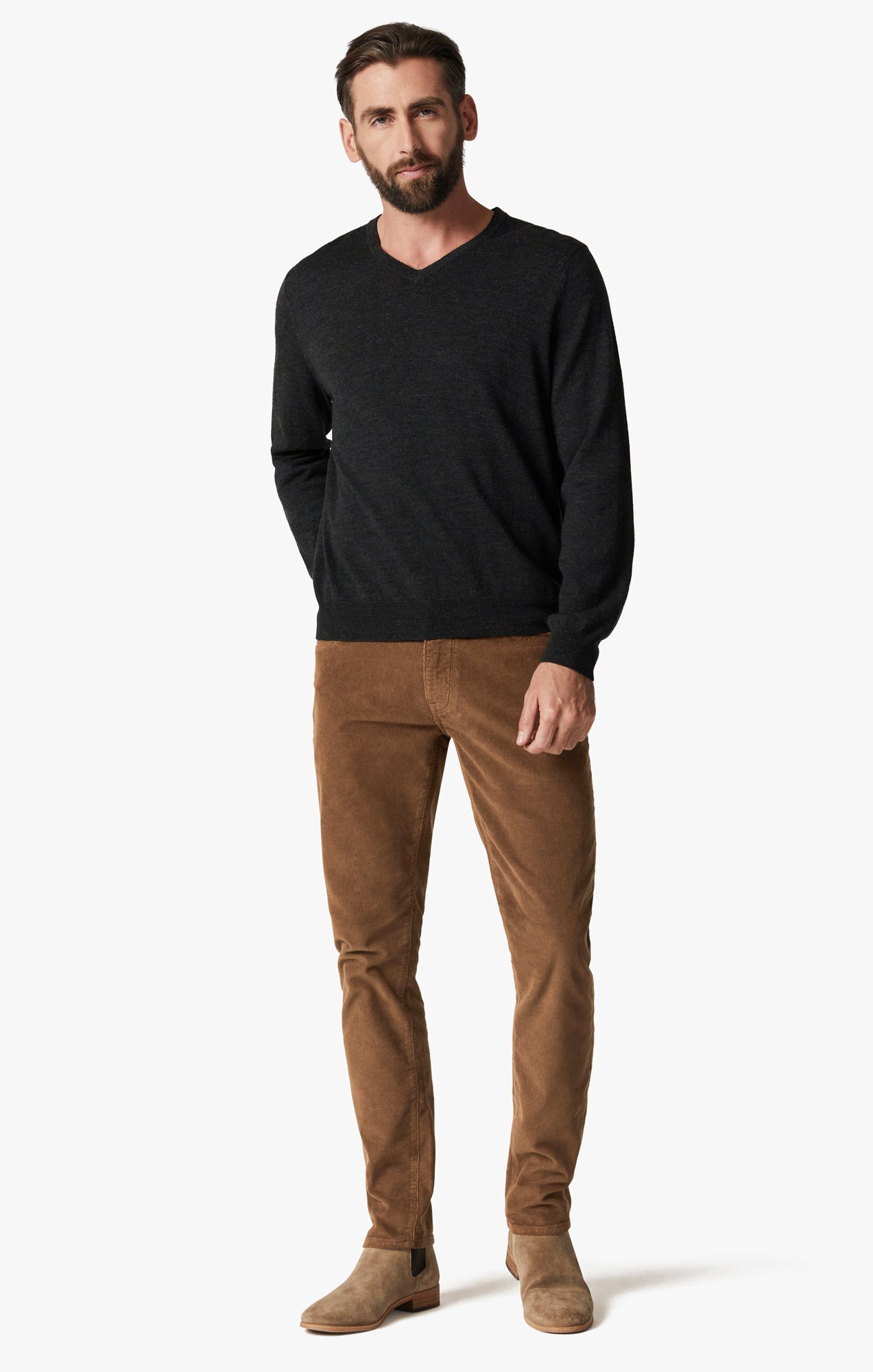Cool Tapered Leg Pants In Cognac Cord Image 1
