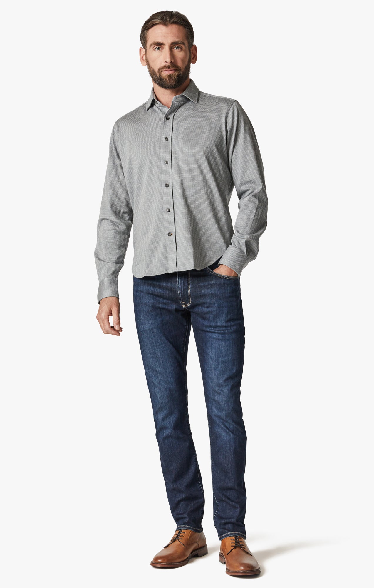 Structured Shirt In Light Grey Image 4
