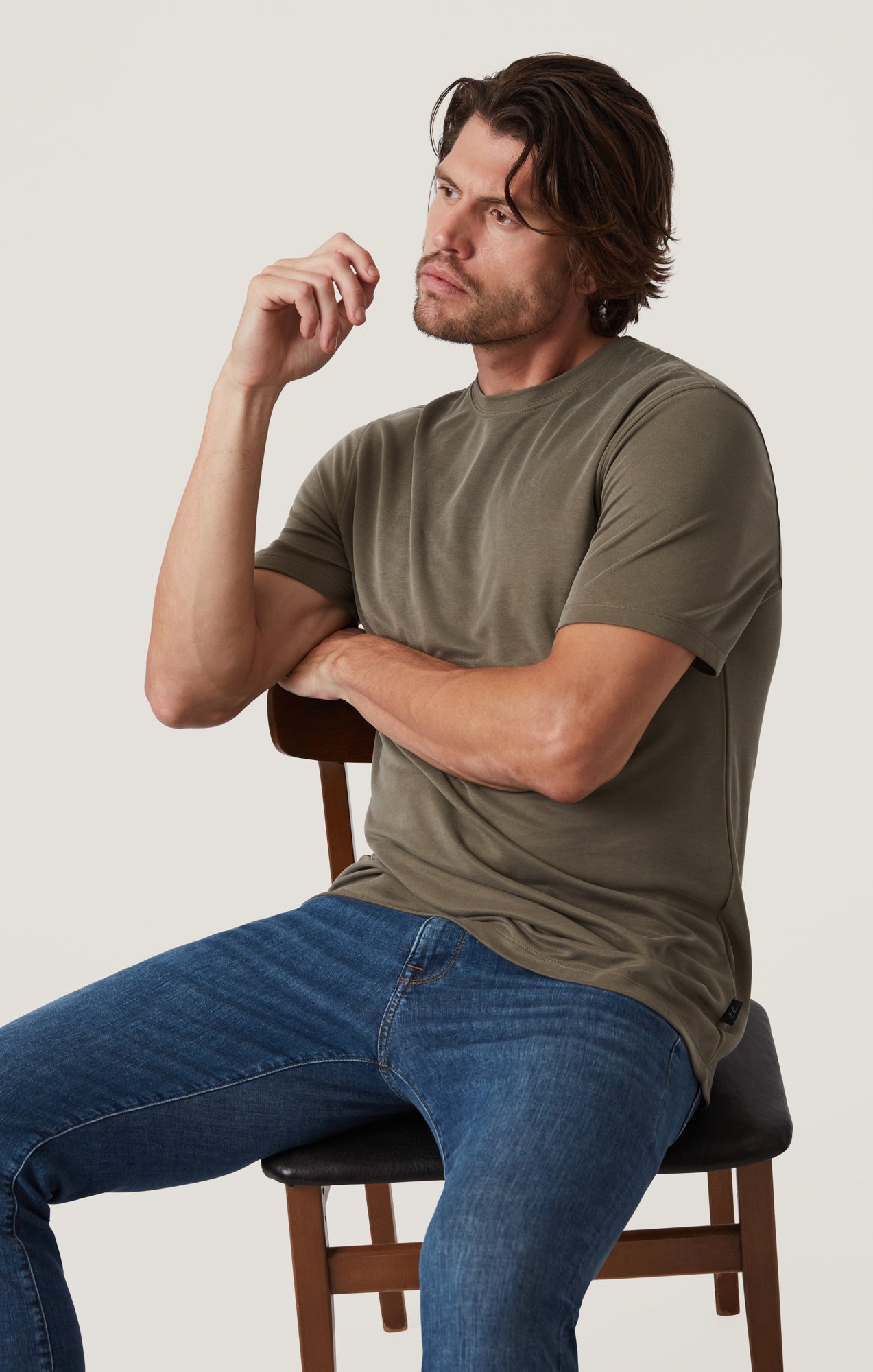 Pique T-Shirt in Smokey Olive