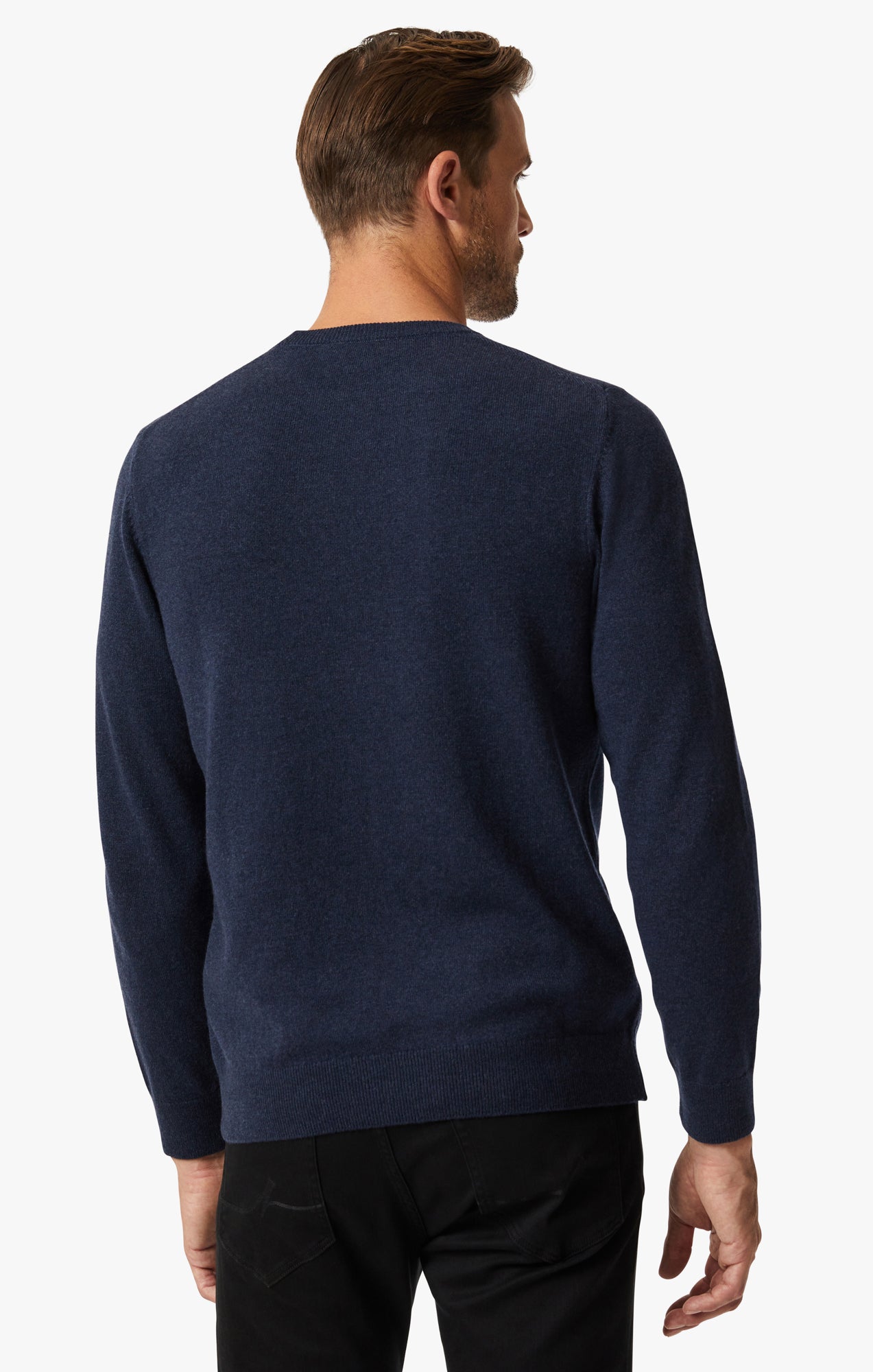 Cashmere Crew Neck Sweater In Navy Image 3