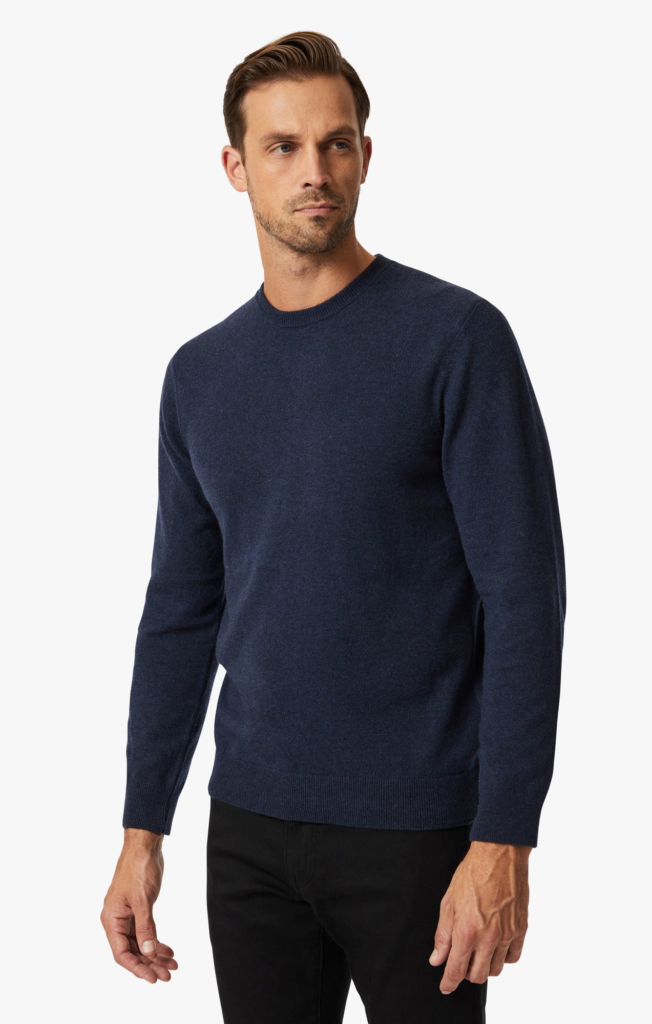 Cashmere Crew Neck Sweater In Navy Image 2
