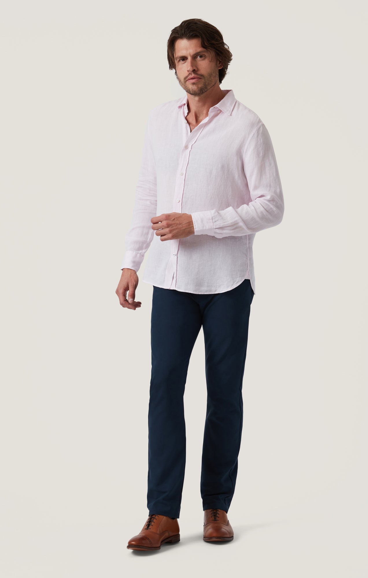 Linen Chambray Shirt in Pink