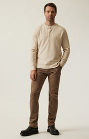 Long Sleeve Henley In Oatmeal