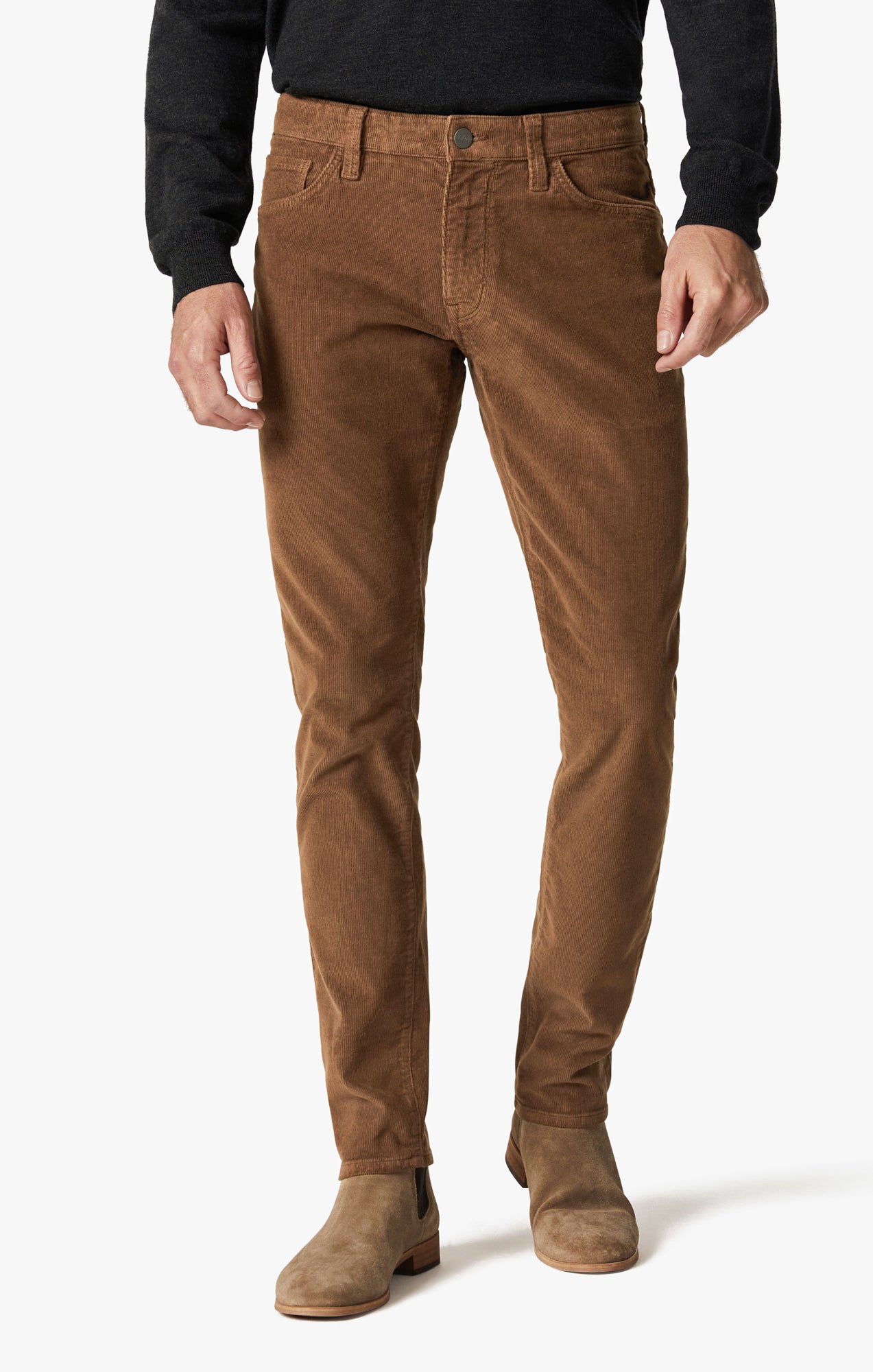Cool Tapered Leg Pants In Cognac Cord Image 2