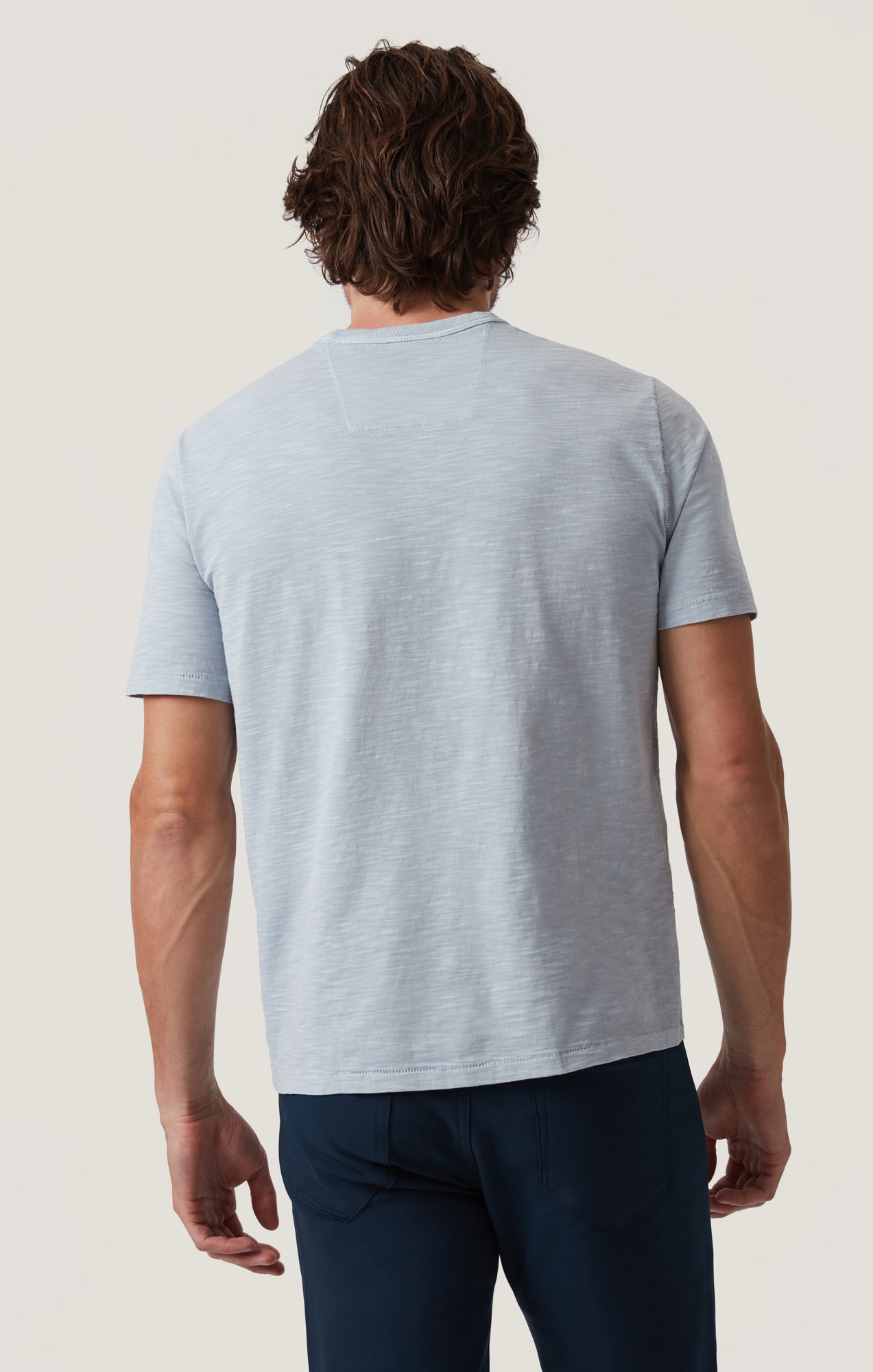 Slub Crew Neck T-Shirt in Blue Fog