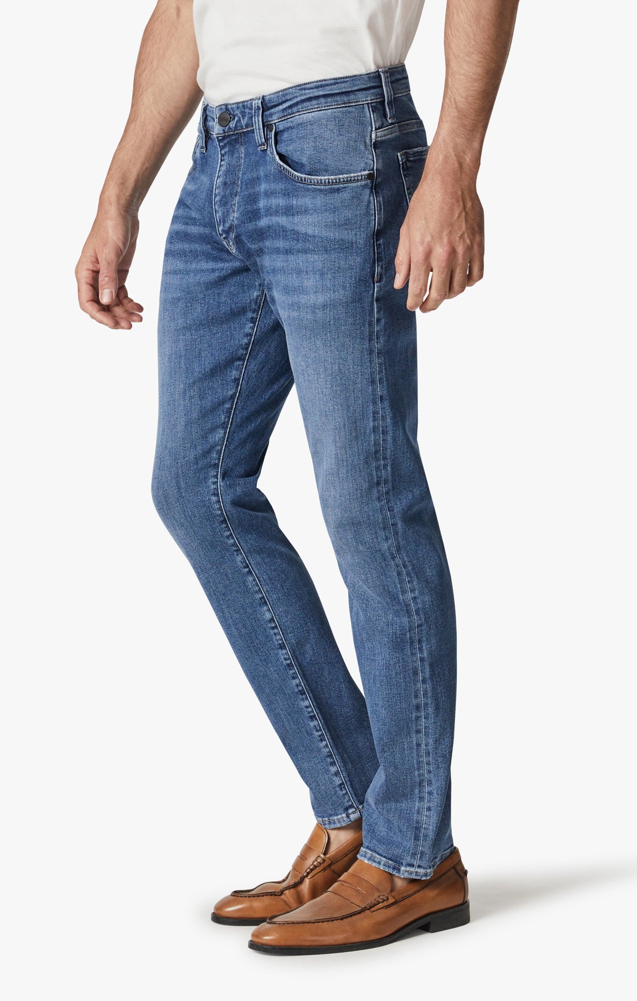 Cool Tapered Leg Jeans In Mid Blue Selvedge