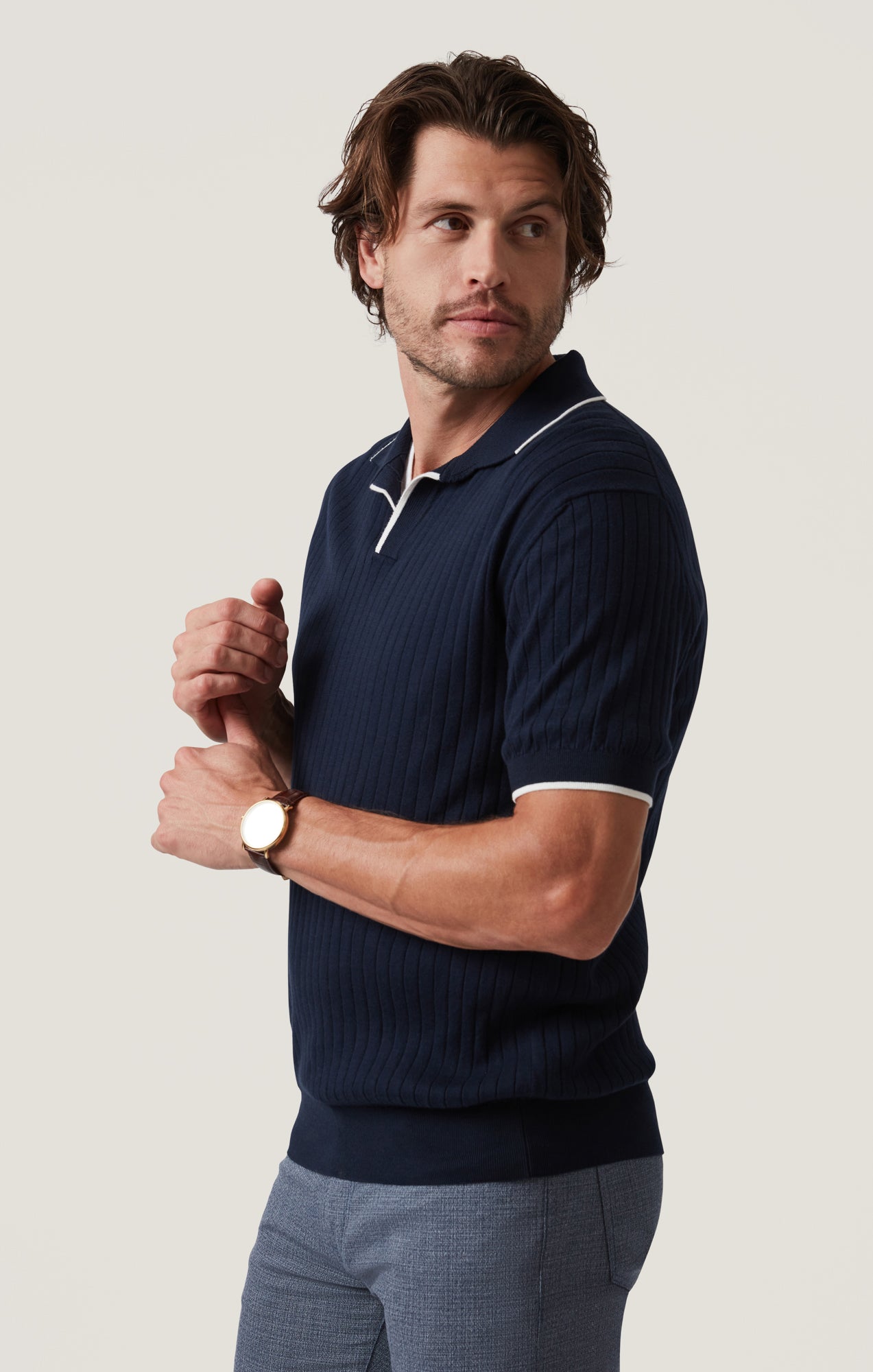 Polo Sweater in Navy