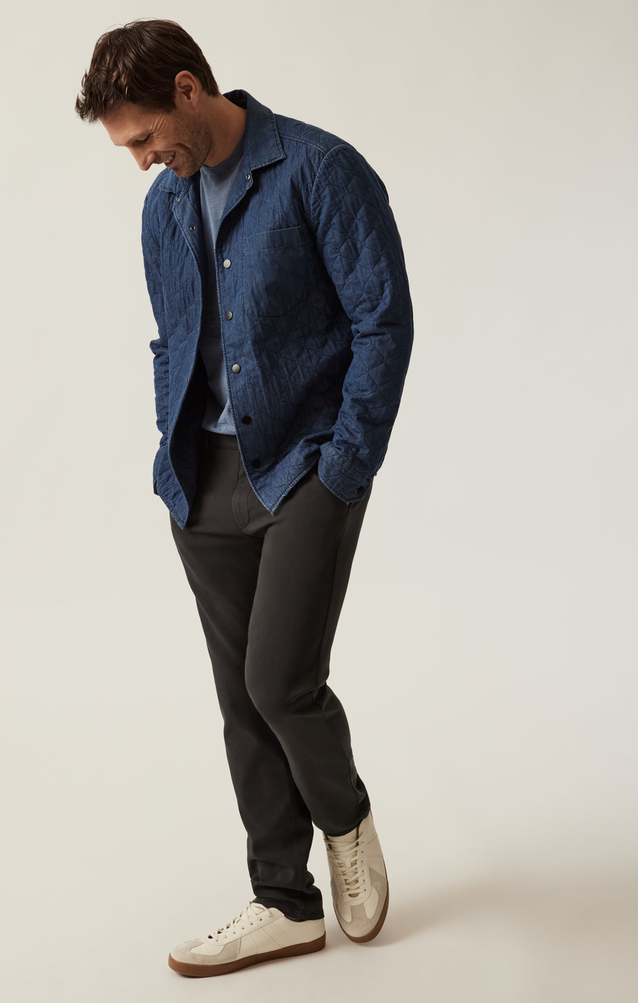 Verona Straight Leg Chino Pants In Dark Grey High Flyer