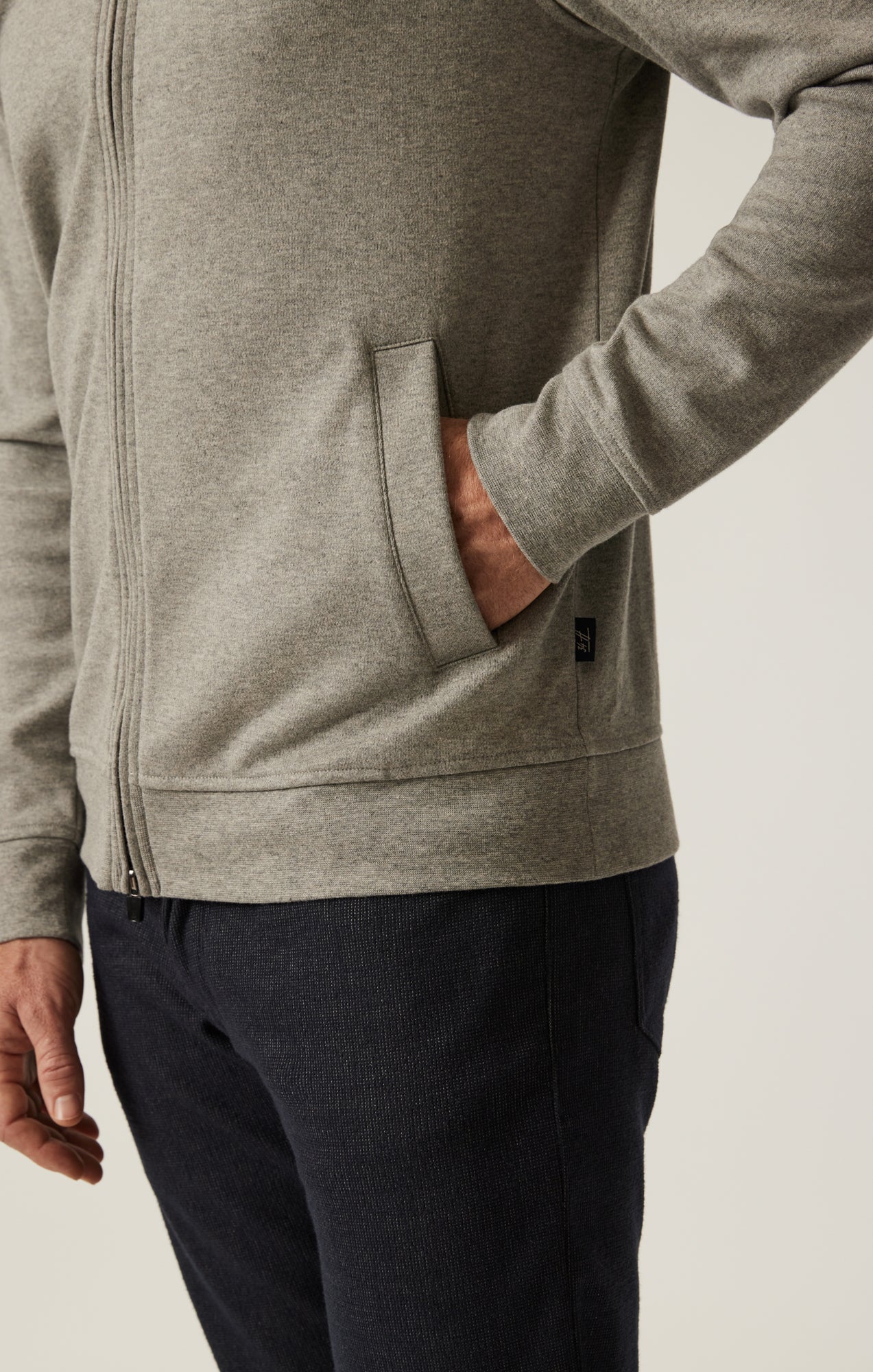 High Neck Zip-Up Sweatshirt In Grey Melange