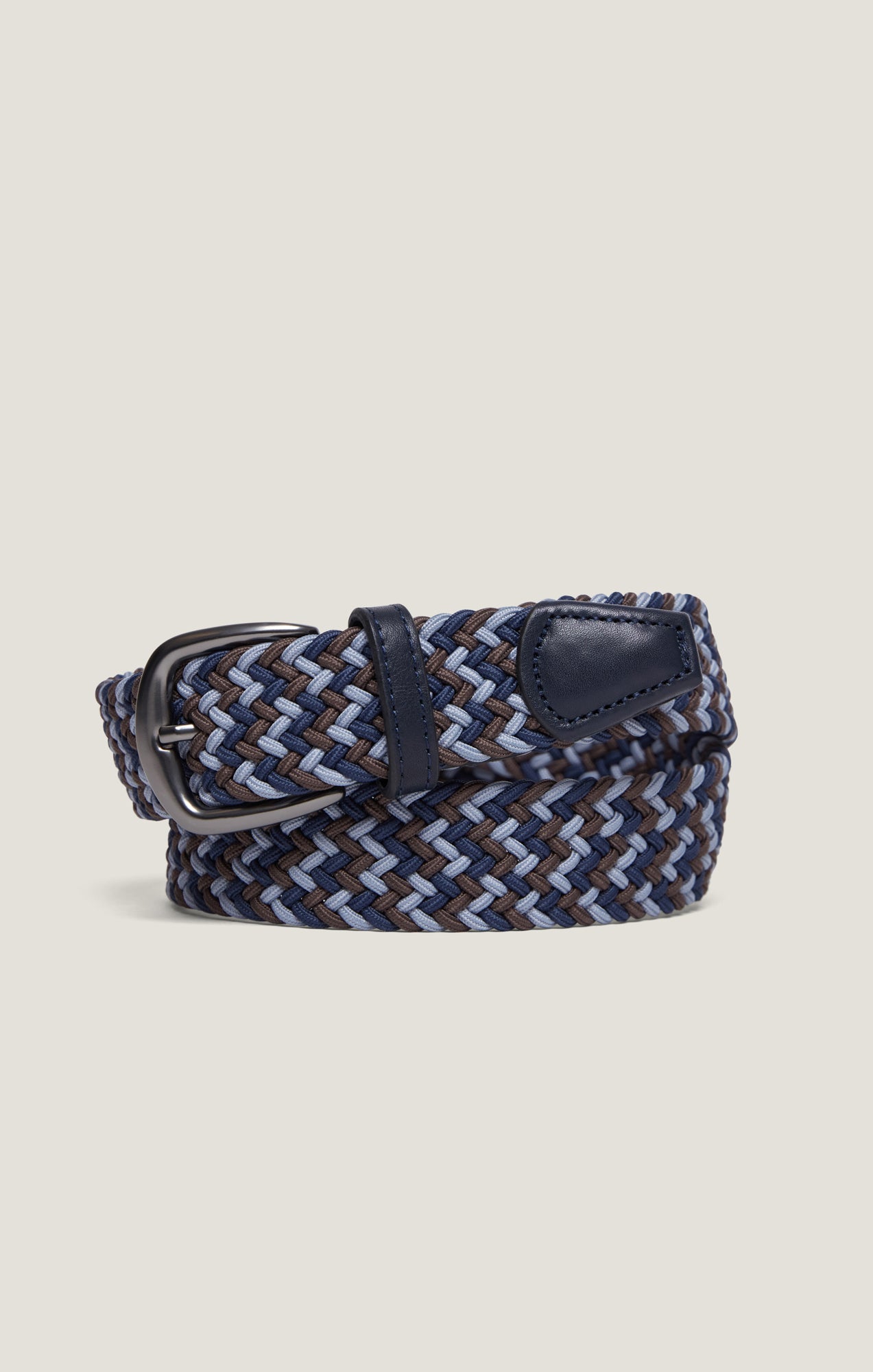 Woven Elastic Belt in Multi Navy