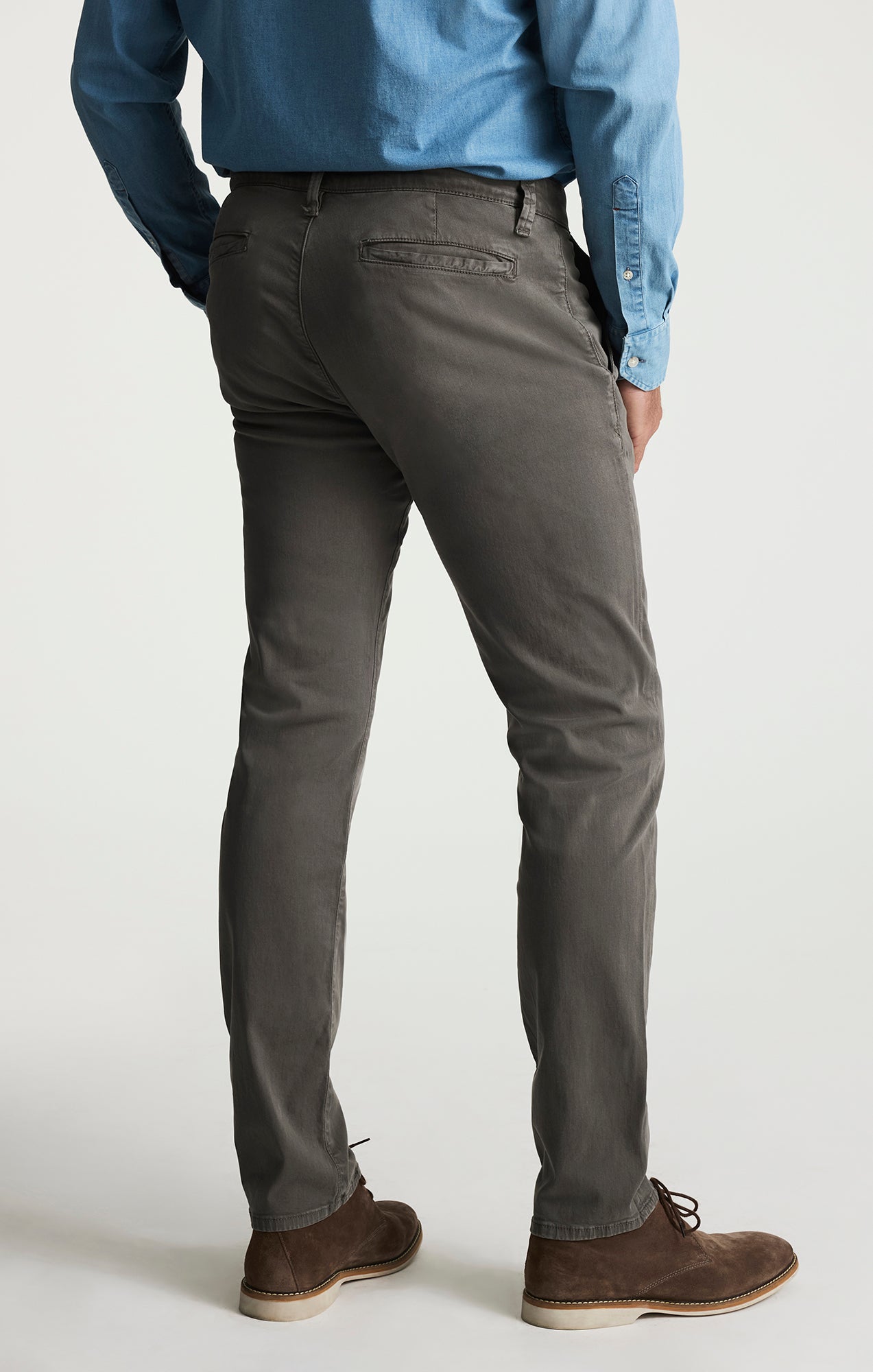 Verona Slim Leg Chino Pants in Sardine Grey Twill