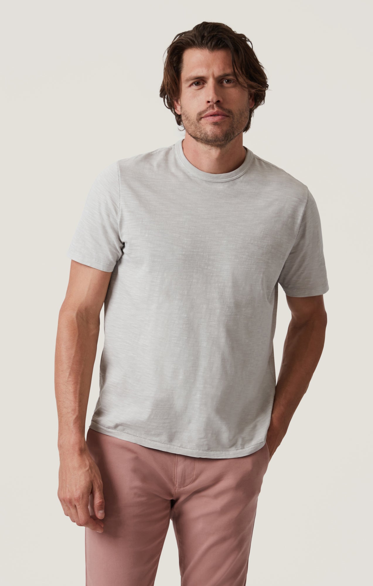 Slub Crew Neck T-Shirt in Chalk