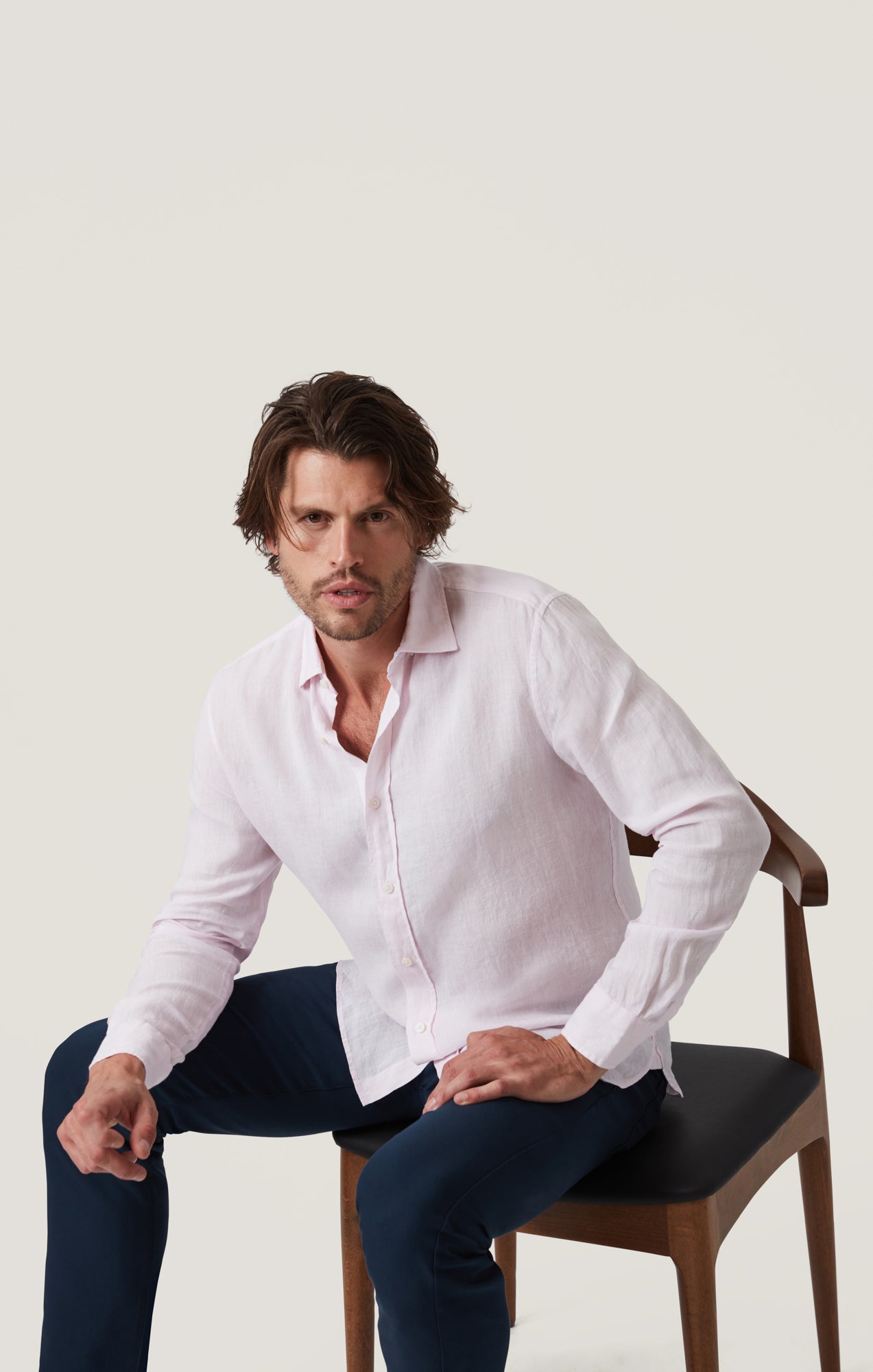 Linen Chambray Shirt in Pink