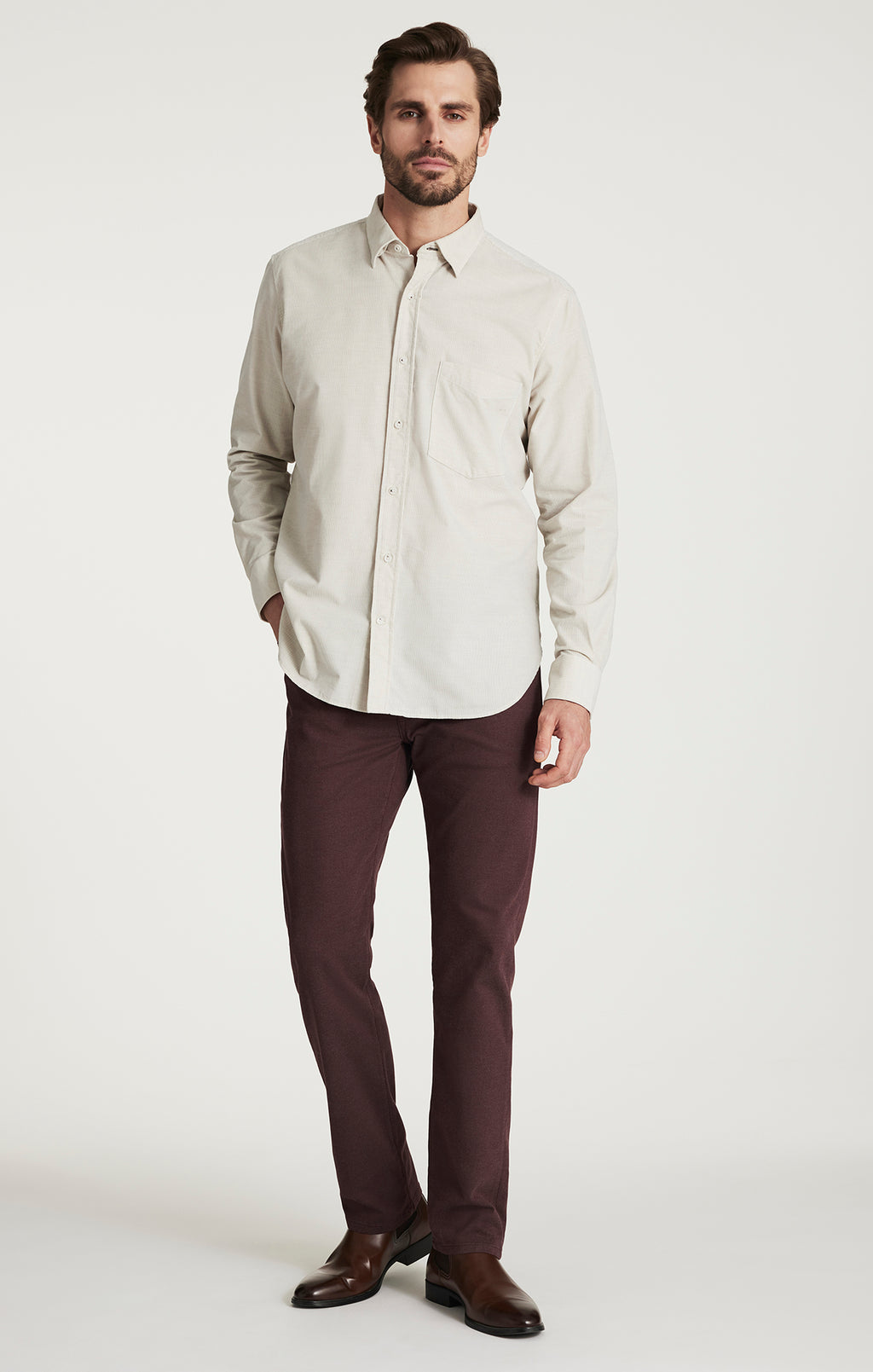 Corduroy Pocket Shirt in Beige