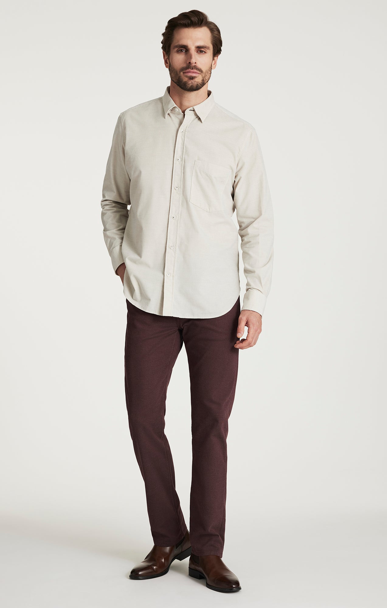 Corduroy Pocket Shirt in Beige