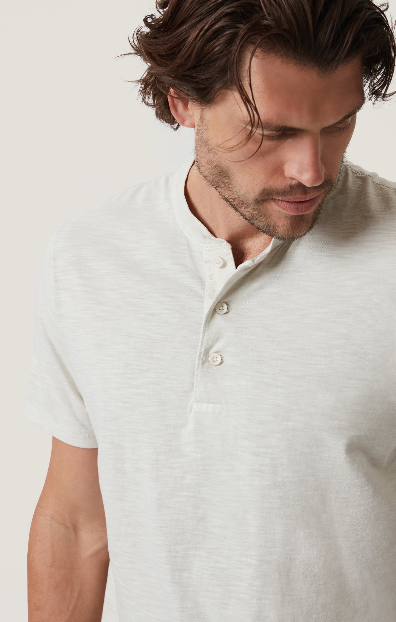 Slub Henley T-Shirt in Ivory