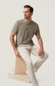 Slub Henley T-Shirt in Pastel Olive