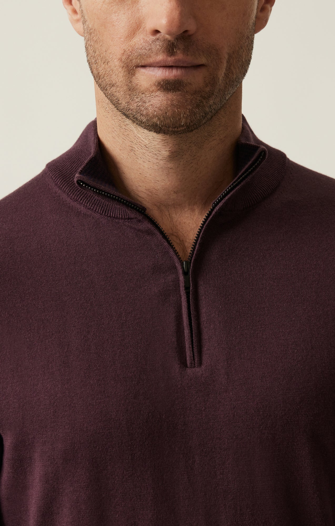 Quarter Zip Sweater In Burgundy