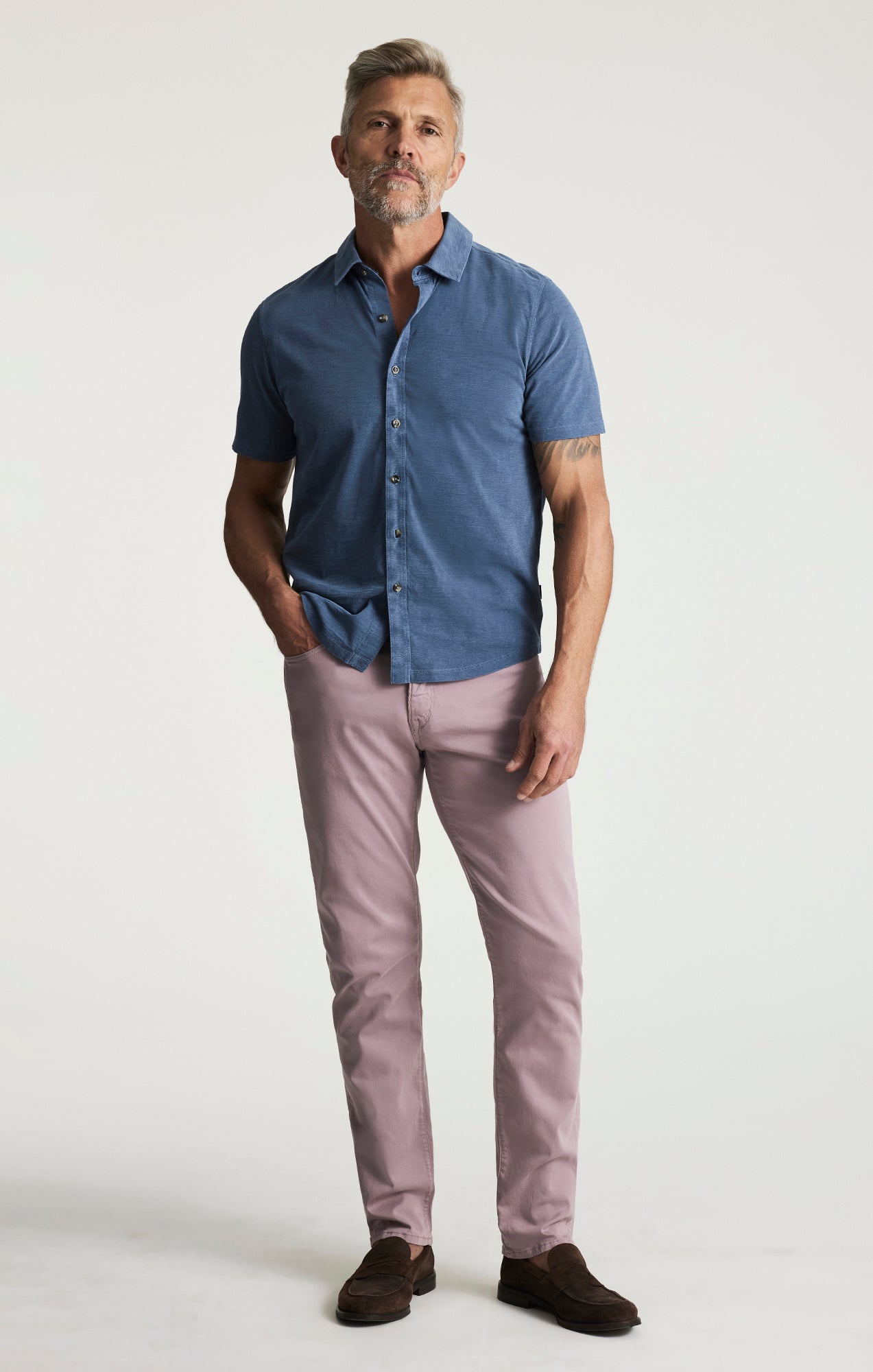Courage Straight Leg Pants In Lavender Twill