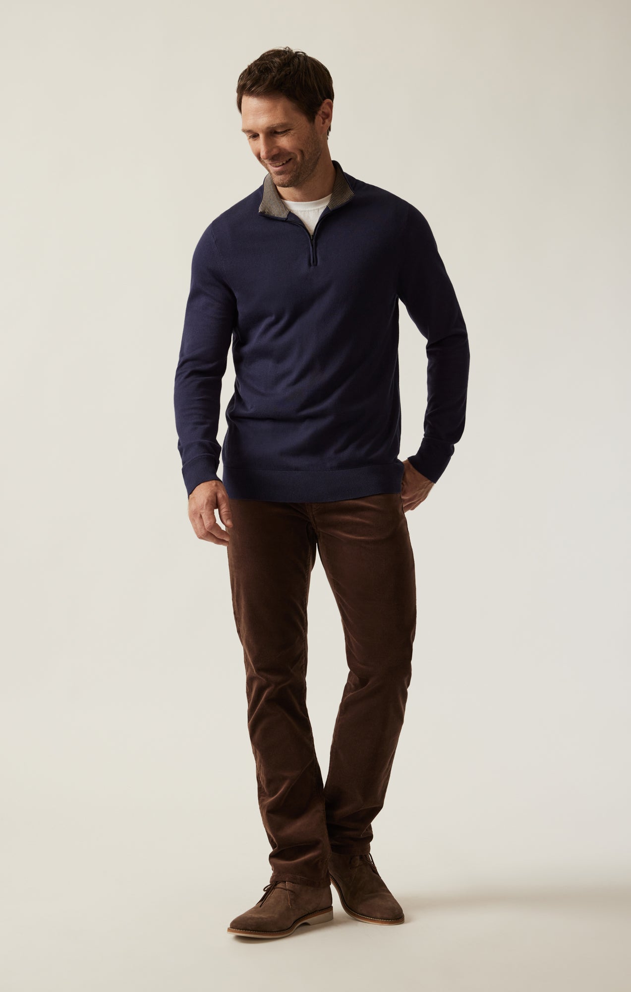 Quarter Zip Sweater In Navy