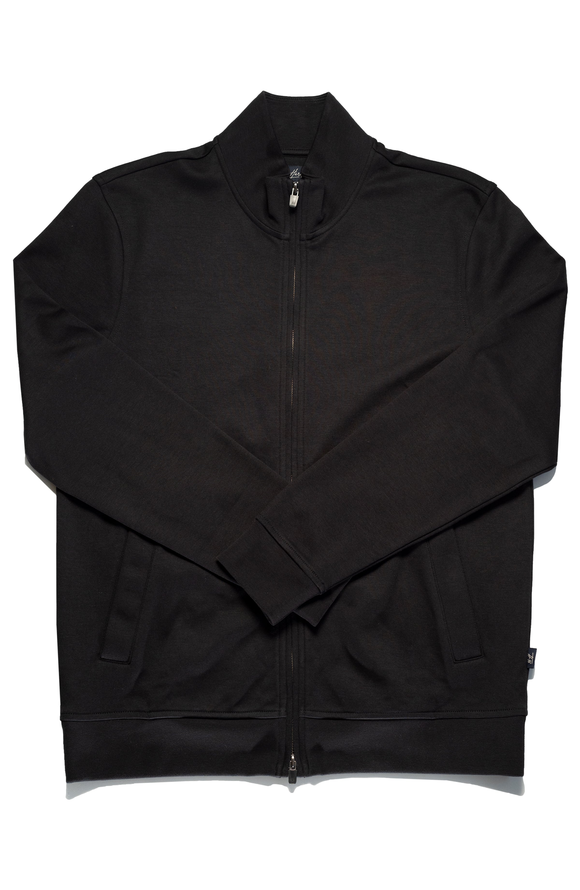 High Neck Zip-Up Sweatshirt In Black