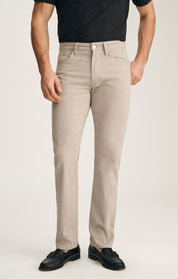 Courage Straight Leg Jeans In Mushroom Linen Luxe
