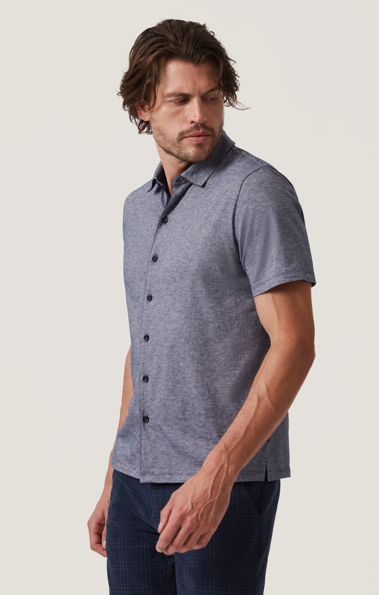 Two Tone Button-Down Shirt in Indigo