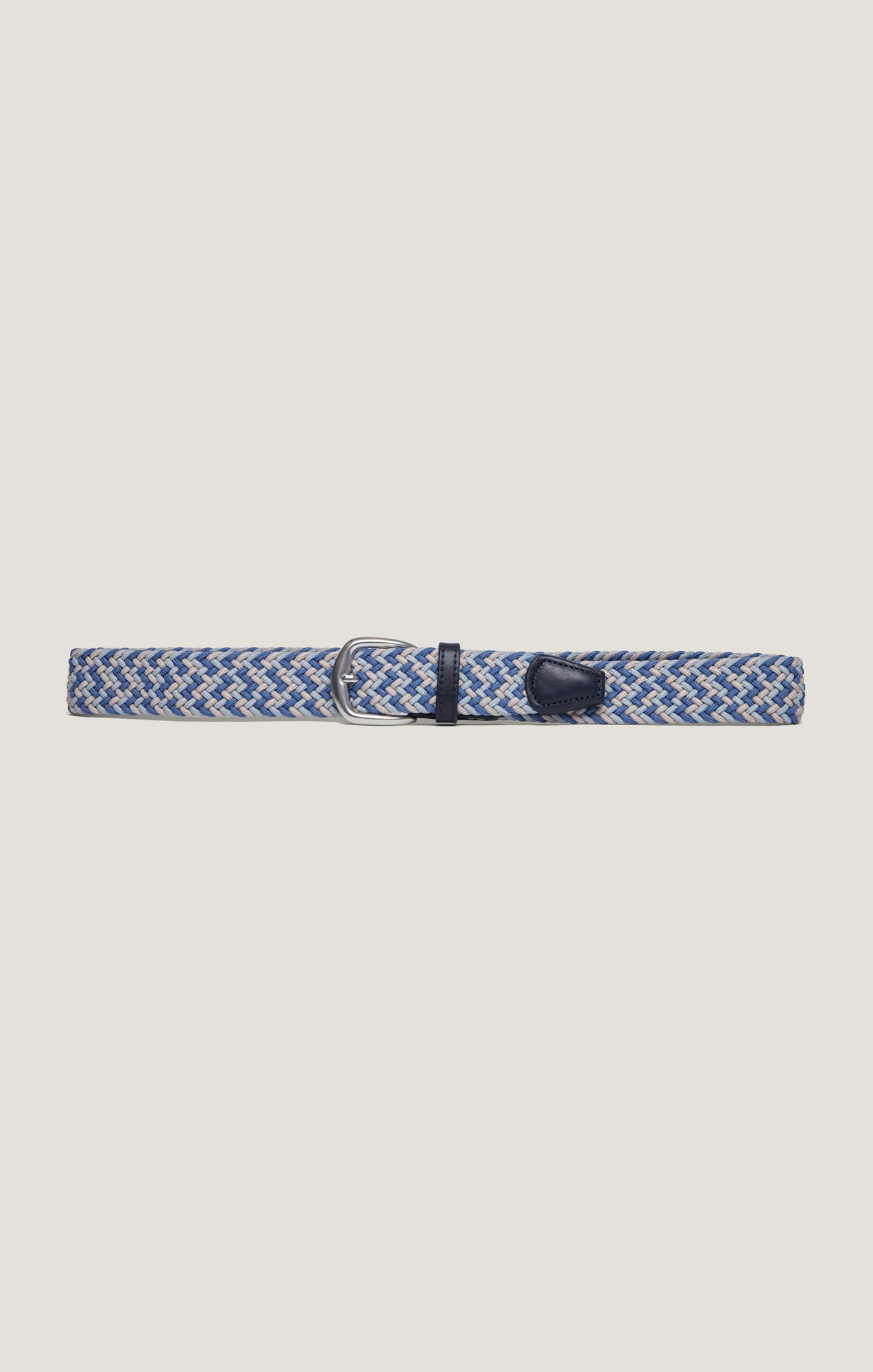 Woven Elastic Belt In Multi Blue