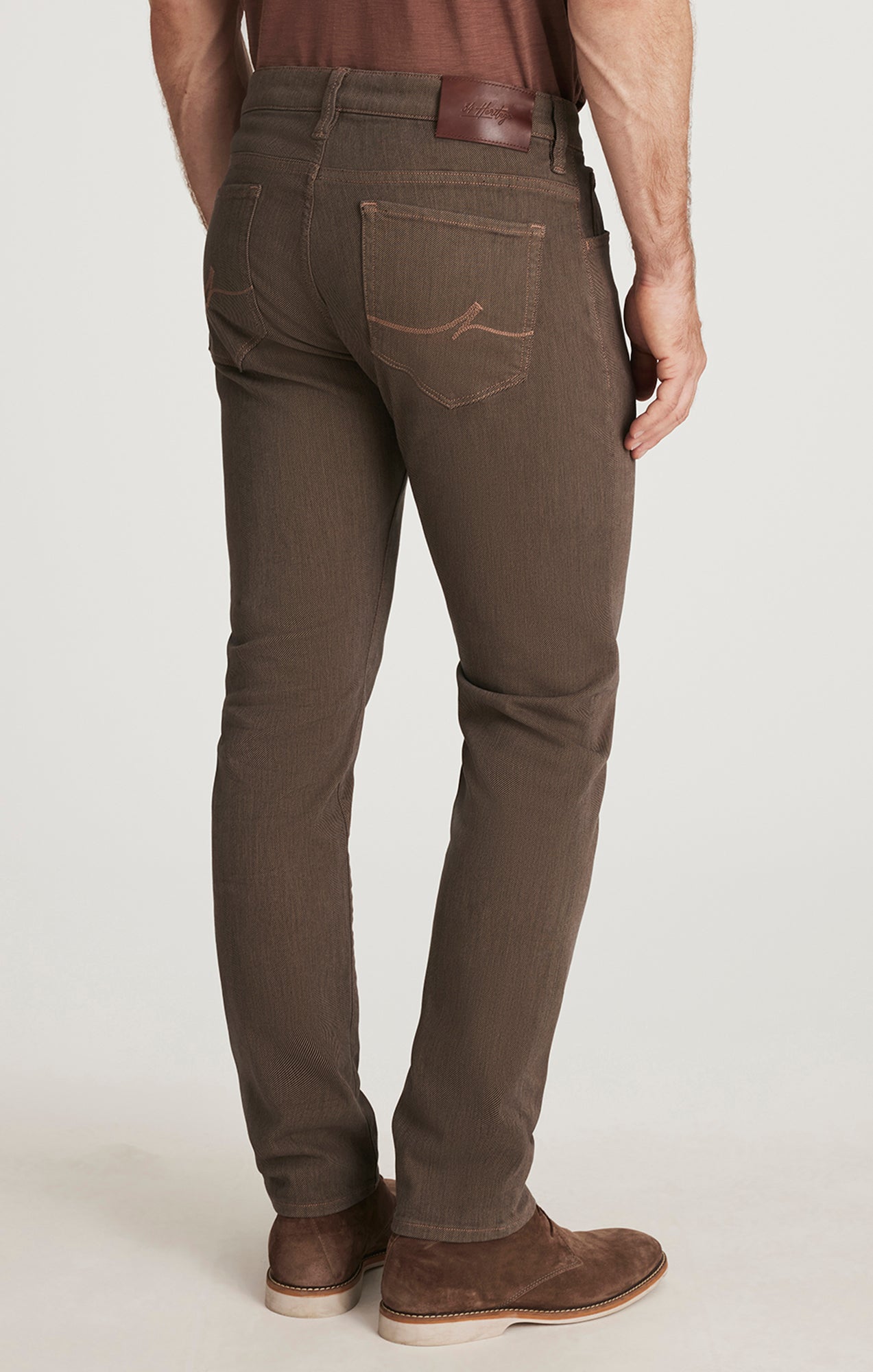 Cool Tapered Leg Pants in Coffee Diagonal