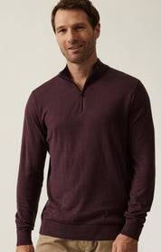 Quarter Zip Sweater In Burgundy