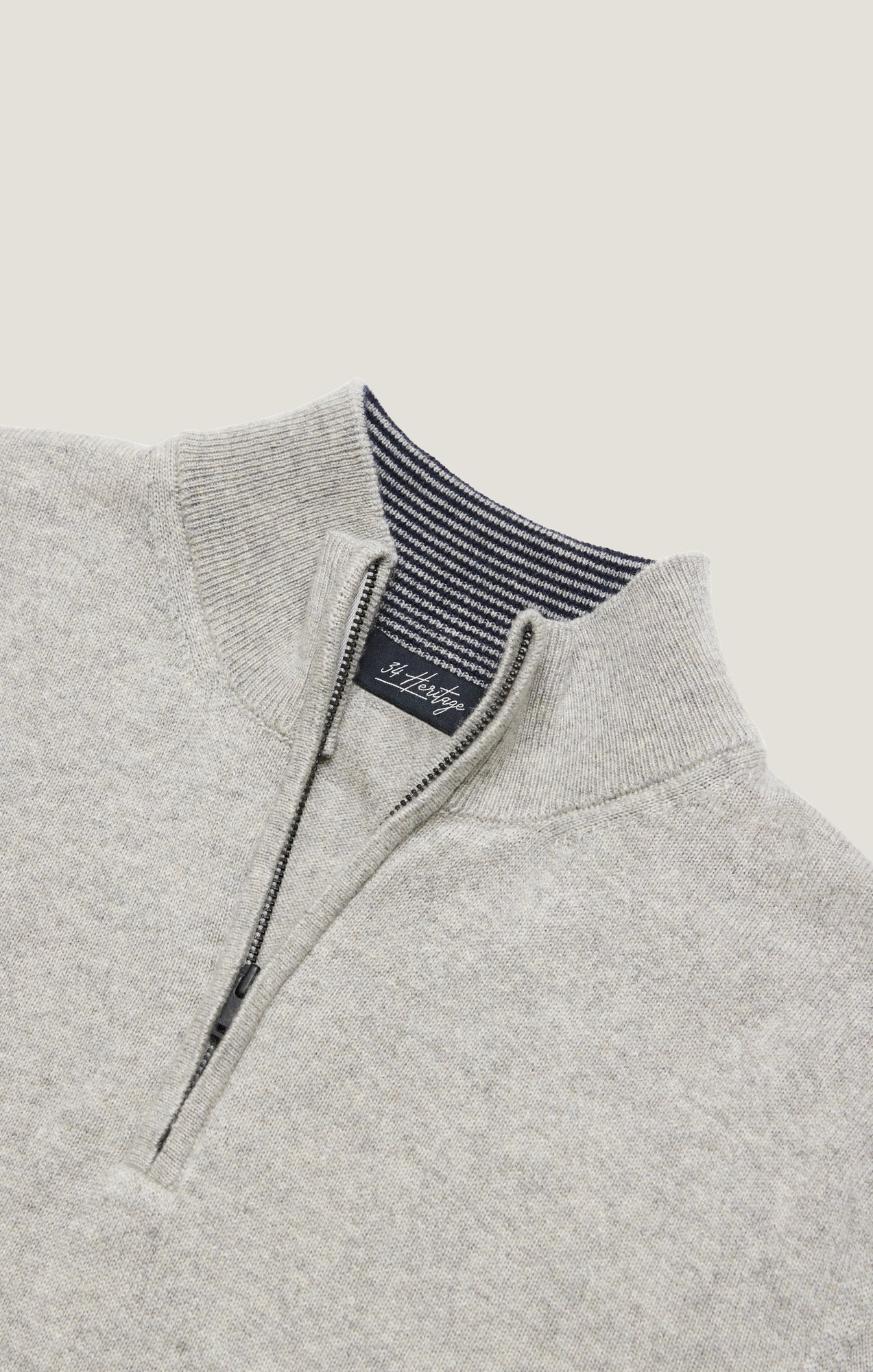 Cashmere Quarter Zip Sweater In Grey Melange